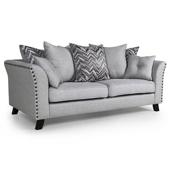 Lamya Fabric 3 Seater Sofa With Wooden Legs In Grey_1