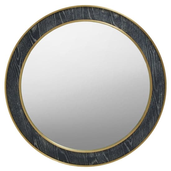 Lana Round Wall Bedroom Mirror In Black Wooden Frame_2