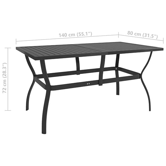 Lanai Steel 140cm Garden Dining Table In Anthracite_6