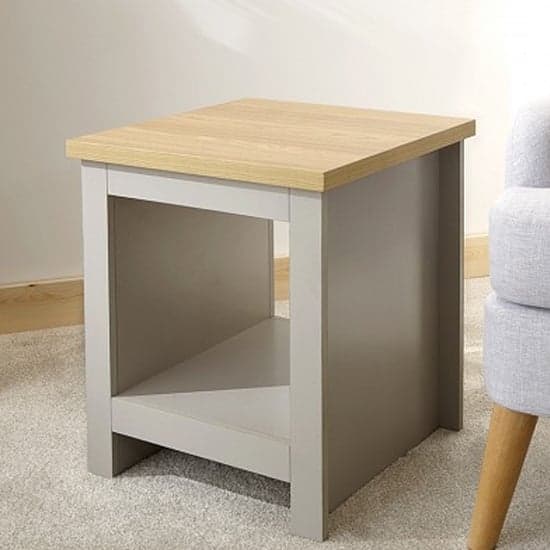 Loftus Wooden Side Table with Shelf In Grey_2