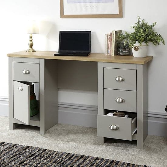 Loftus Wooden Study Desk In Grey With 1 Door And 4 Drawers_2