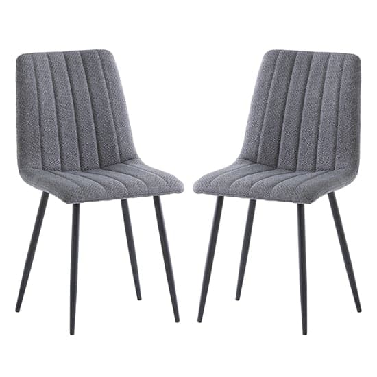 Laney Grey Fabric Dining Chairs With Black Legs In Pair_1