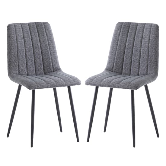 Laney Grey Fabric Dining Chairs With Black Legs In Pair Furniture in