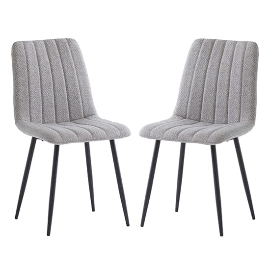 Laney Silver Fabric Dining Chairs With Black Legs In Pair_1