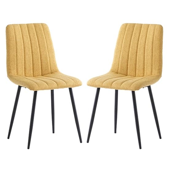 Laney Yellow Fabric Dining Chairs With Black Legs In Pair_1