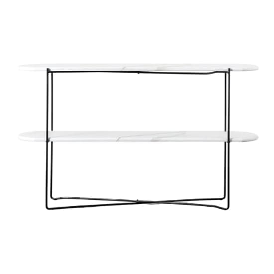 Lankford Wooden Console Table In White Marble Effect_2
