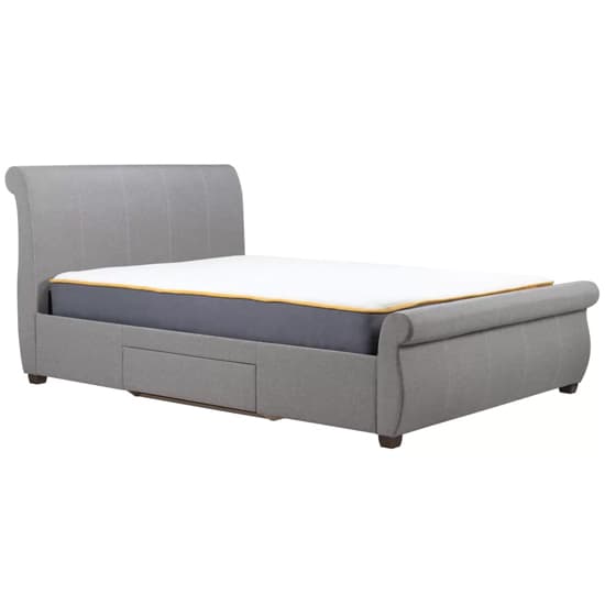 Lannister Fabric Double Bed With 2 Drawers In Grey_3