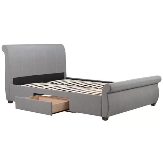 Lannister Fabric King Size Bed With 2 Drawers In Grey_5