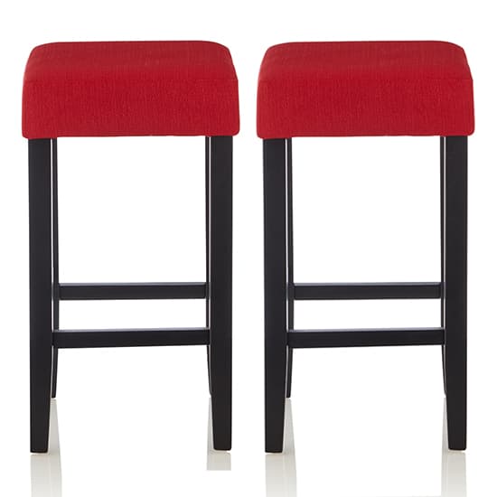 Lantake Red Fabric Bar Stools With Black Legs In Pair_1