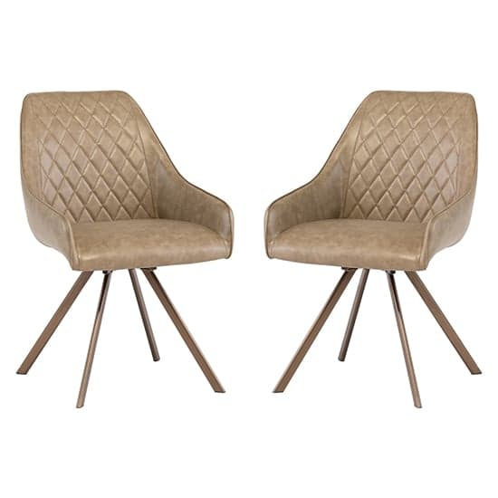 Lanza Taupe Faux Leather Dining Chairs Swivel In Pair_1