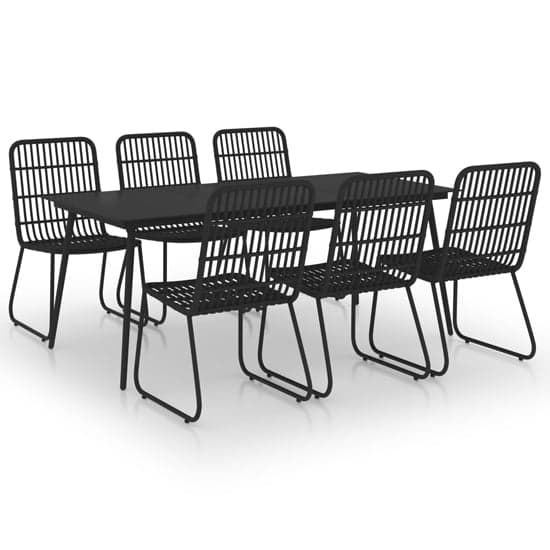 Laredo Large Rattan And Glass 7 Piece Dining Set In Black_2
