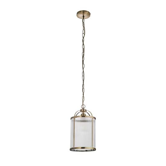 Laredo Ribbed Glass Ceiling Pendant Light In Antique Brass_7