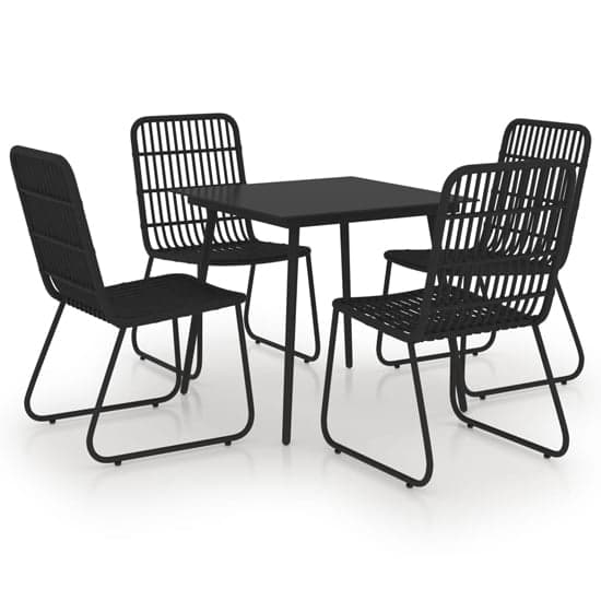 Laredo Small Rattan And Glass 5 Piece Dining Set In Black_2