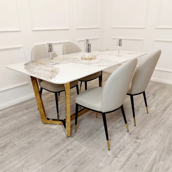 Largo Pandora Sintered Stone Top Dining Table With Gold Frame_4