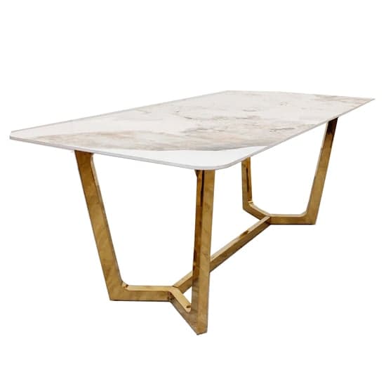 Largo Pandora Sintered Stone Top Dining Table With Gold Frame