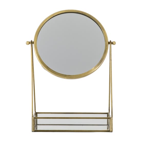 Largo Vanity Mirror With Tray In Antique Brass Iron Frame_3