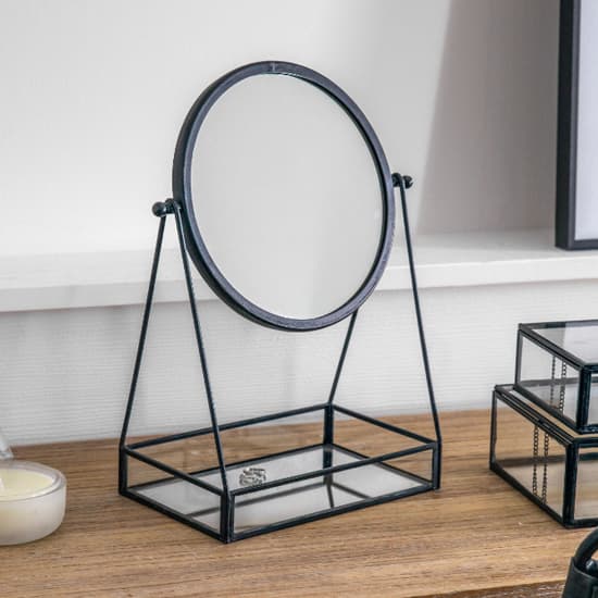 Largo Vanity Mirror With Tray In Black Iron Frame_1