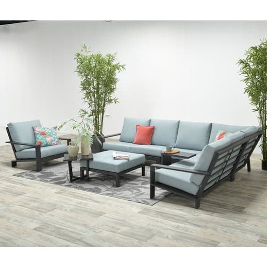 Largs Fabric Corner Lounge Set With Armchair In Mint Grey_2