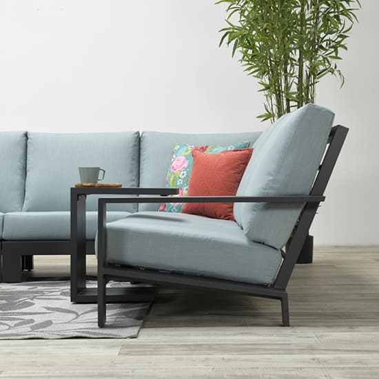 Largs Fabric Corner Lounge Set With Footstool In Mint Grey_8