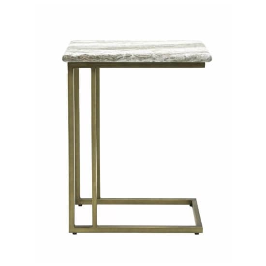 Larnaca Wooden Side Table In Green Faux Marble Effect_2