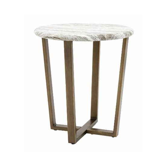 Larnaca Wooden Side Table Round In Green Faux Marble Effect_4