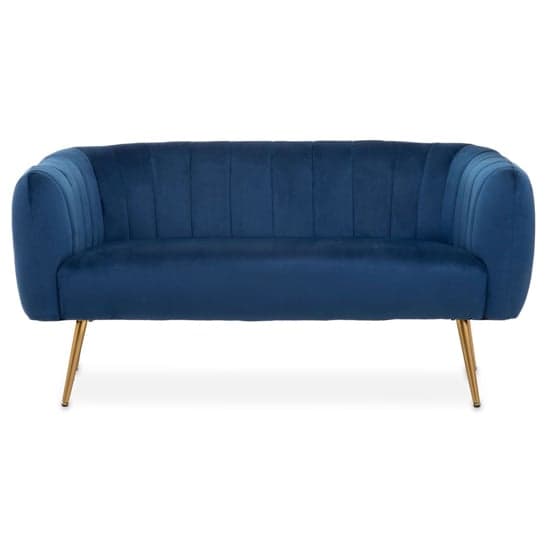 Larrisa Upholstered Velvet 2 Seater Sofa In Blue_2
