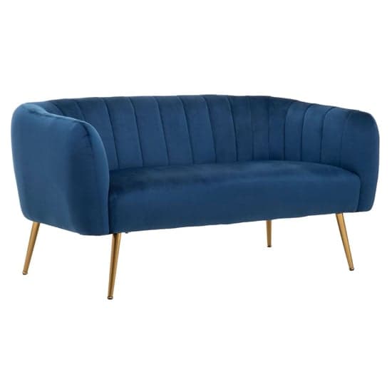 Larrisa Upholstered Velvet 2 Seater Sofa In Blue_1