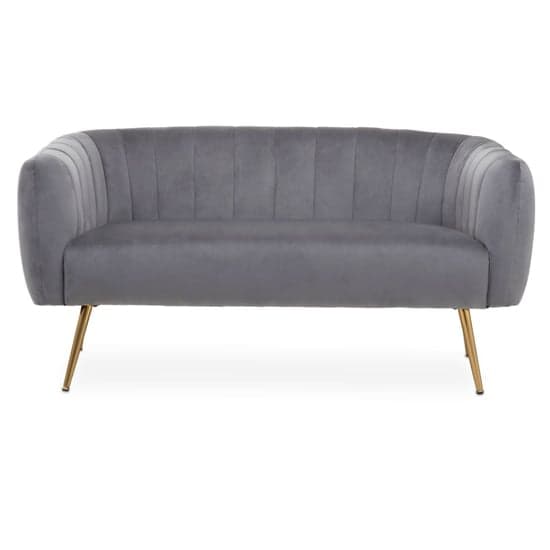 Larrisa Upholstered Velvet 2 Seater Sofa In Grey_2
