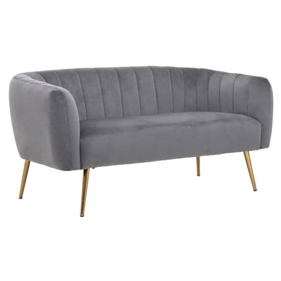Larrisa Upholstered Velvet 2 Seater Sofa In Grey_1