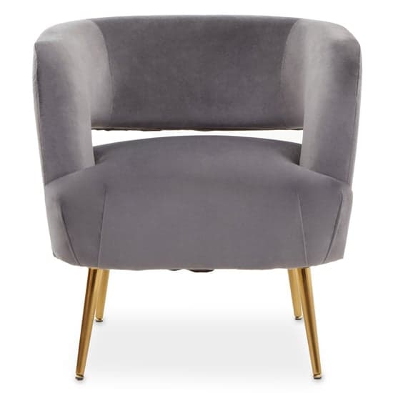 Larrisa Velvet Lounge Chair With Gold Metal Legs In Grey_2