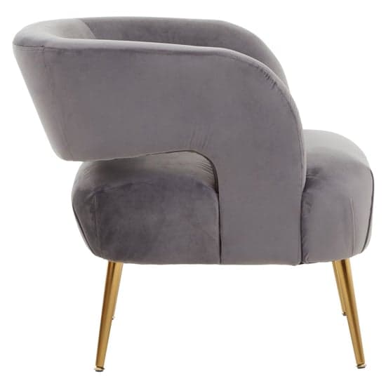 Larrisa Velvet Lounge Chair With Gold Metal Legs In Grey_3