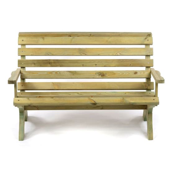 Lars Teak Wood Garden 3 Seater Bench With Arms In Teak_2