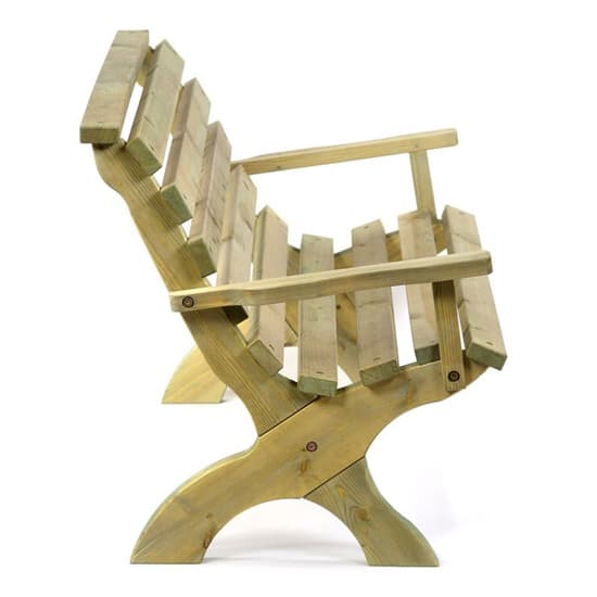 Lars Teak Wood Garden 3 Seater Bench With Arms In Teak_3