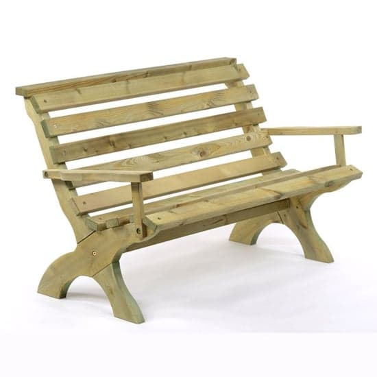 Lars Teak Wood Garden 3 Seater Bench With Arms In Teak_1
