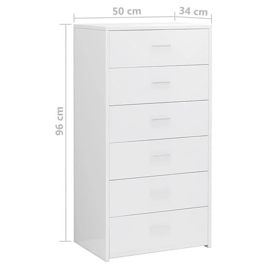 Larson High Gloss Chest Of 6 Drawers In White_4