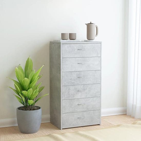 Larson Wooden Chest Of 6 Drawers In Concrete Effect_1