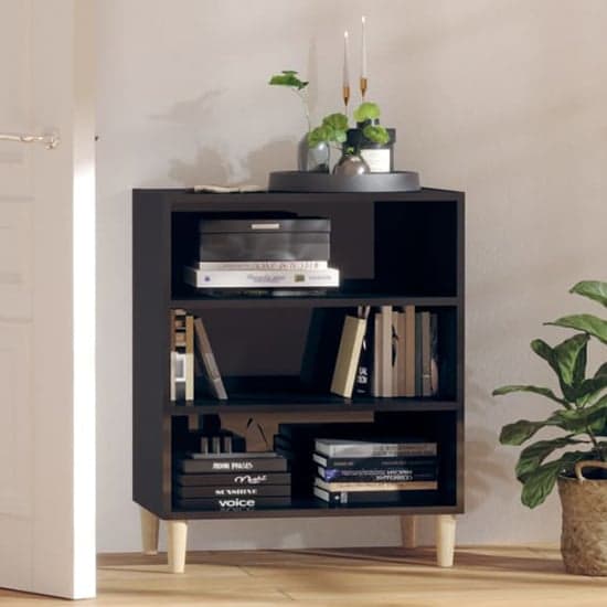 Larya High Gloss Bookcase With 3 Shelves In Black_1