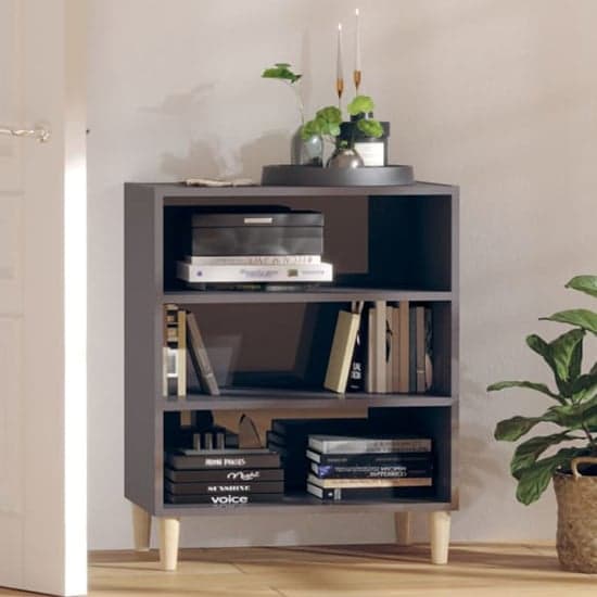 Larya High Gloss Bookcase With 3 Shelves In Grey_1