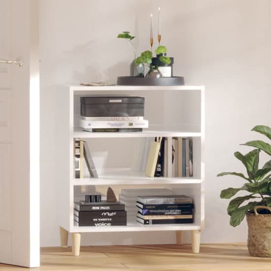 Larya High Gloss Bookcase With 3 Shelves In White Furniture in Fashion