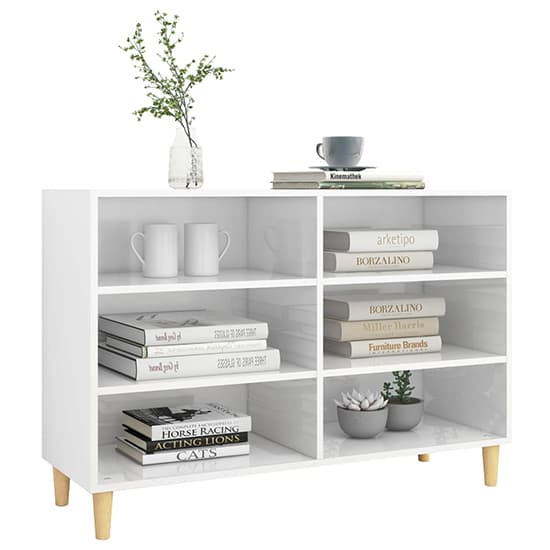 Larya High Gloss Bookcase With 6 Shelves In White Furniture in Fashion