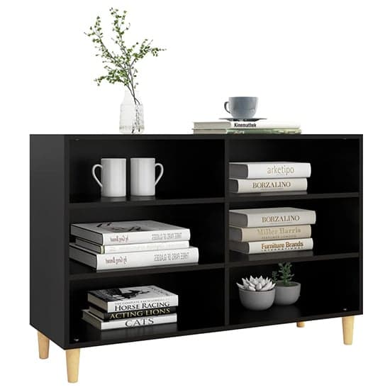 Larya Wooden Bookcase With 6 Shelves In Black_2