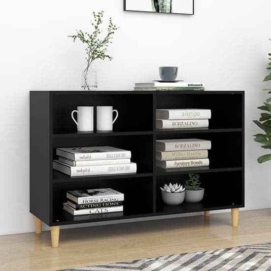 Larya Wooden Bookcase With 6 Shelves In Black_1