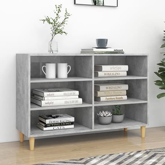 Larya Wooden Bookcase With 6 Shelves In Concrete Effect_1