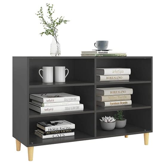 Larya Wooden Bookcase With 6 Shelves In Grey_2