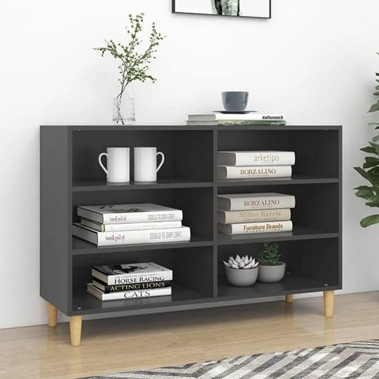Larya Wooden Bookcase With 6 Shelves In Grey_1