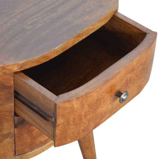 Lasix Wooden Circular Bedside Cabinet In Chestnut With 2 Drawers_3