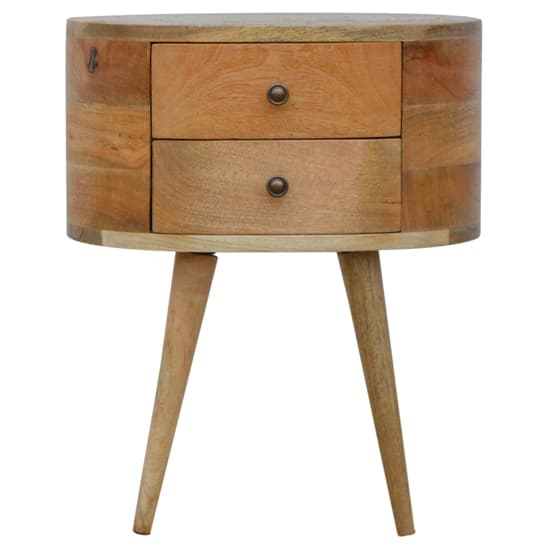 Lasix Wooden Circular Bedside Cabinet In Oak Ish With 2 Drawers_2