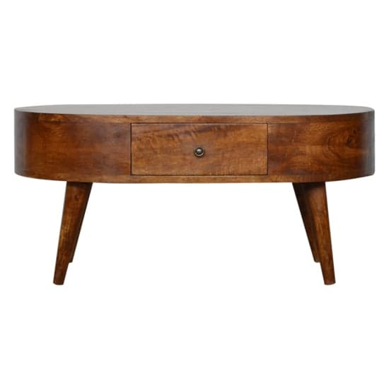 Lasix Wooden Circular Coffee Table In Chestnut With 2 Drawers_2