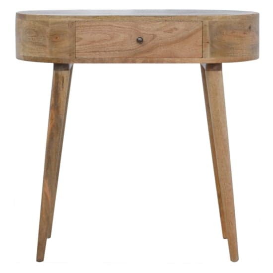 Lasix Wooden Circular Console Table In Oak Ish With 1 Drawer_2