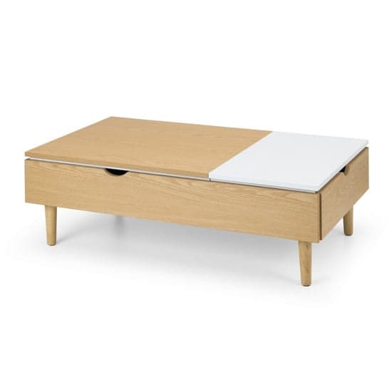 Laina Lift-Up Storage Coffee Table In White High Gloss And Oak_2
